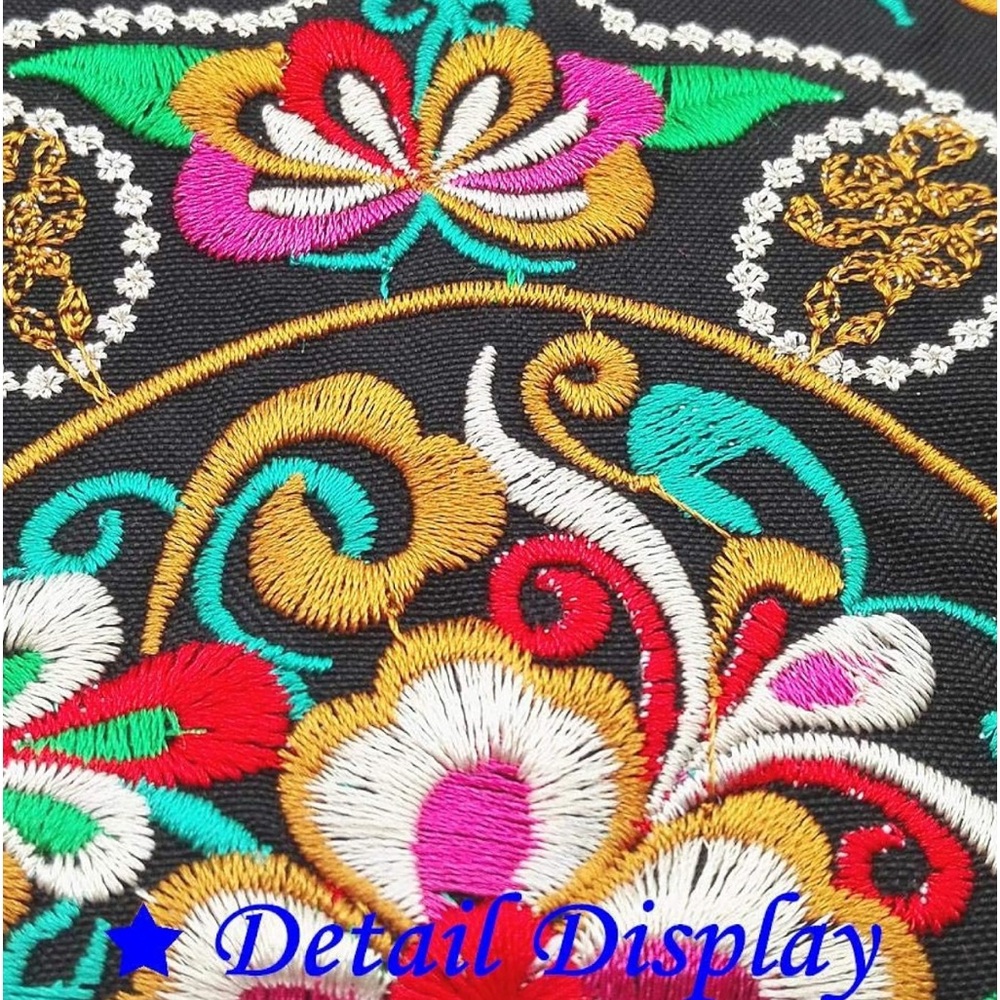 NEW| Boho Embroidered Flower Wristlet Clutch Handbag - Picture 9 of 11